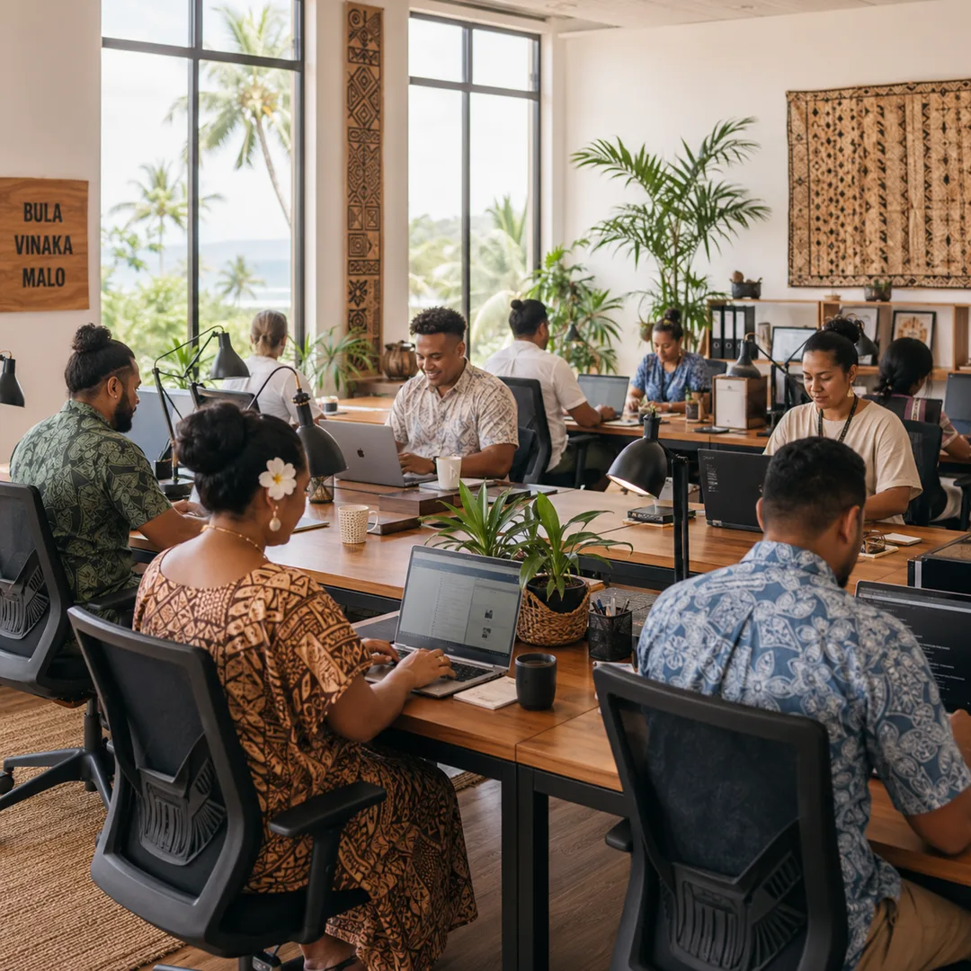 The kTech Solutions team at work in a Pacific office