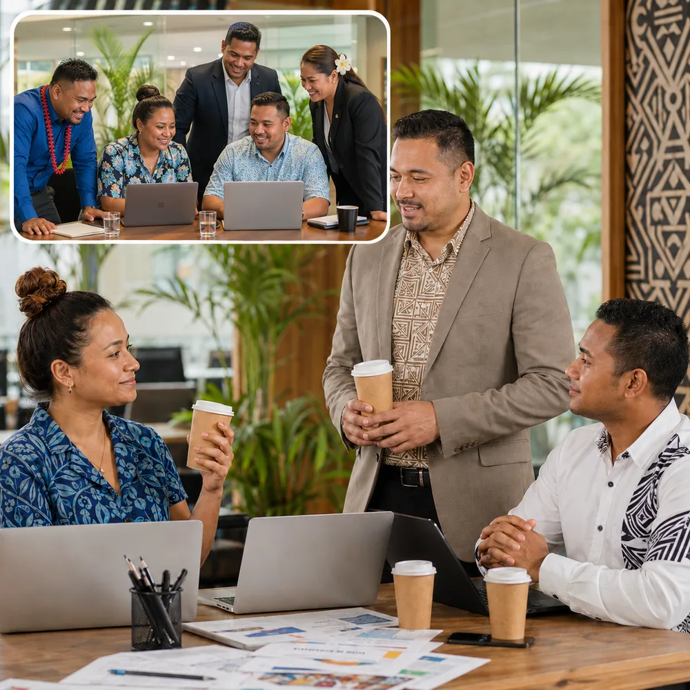 kTech Solutions team collaborating in a Pacific office